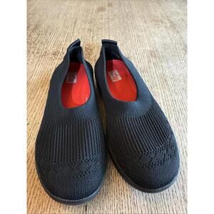 FitFlop Uberknit Slip-On Ballet Flat Ballerina Comfort All Black US 6 EU 37 NWOB